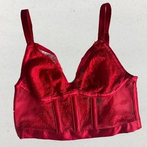Victorias secret red lace bustier